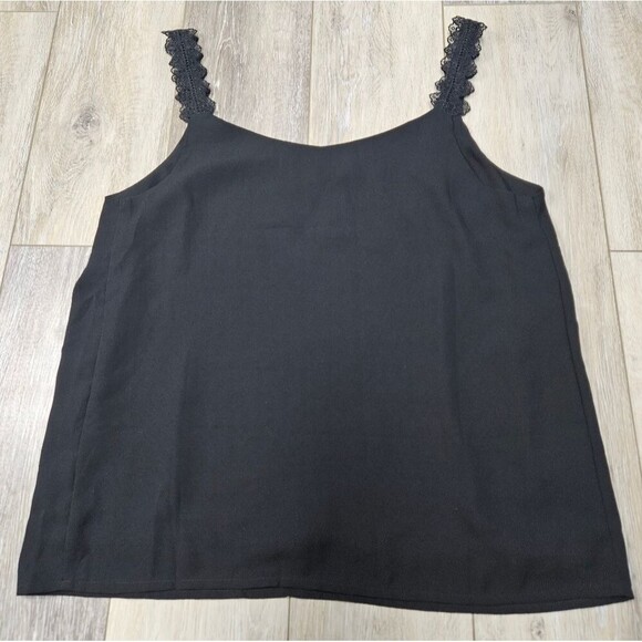 Nordstrom Rack Black Lace Cami Tank Top Blouse Women's Large Feminine Basics - Picture 5 of 7